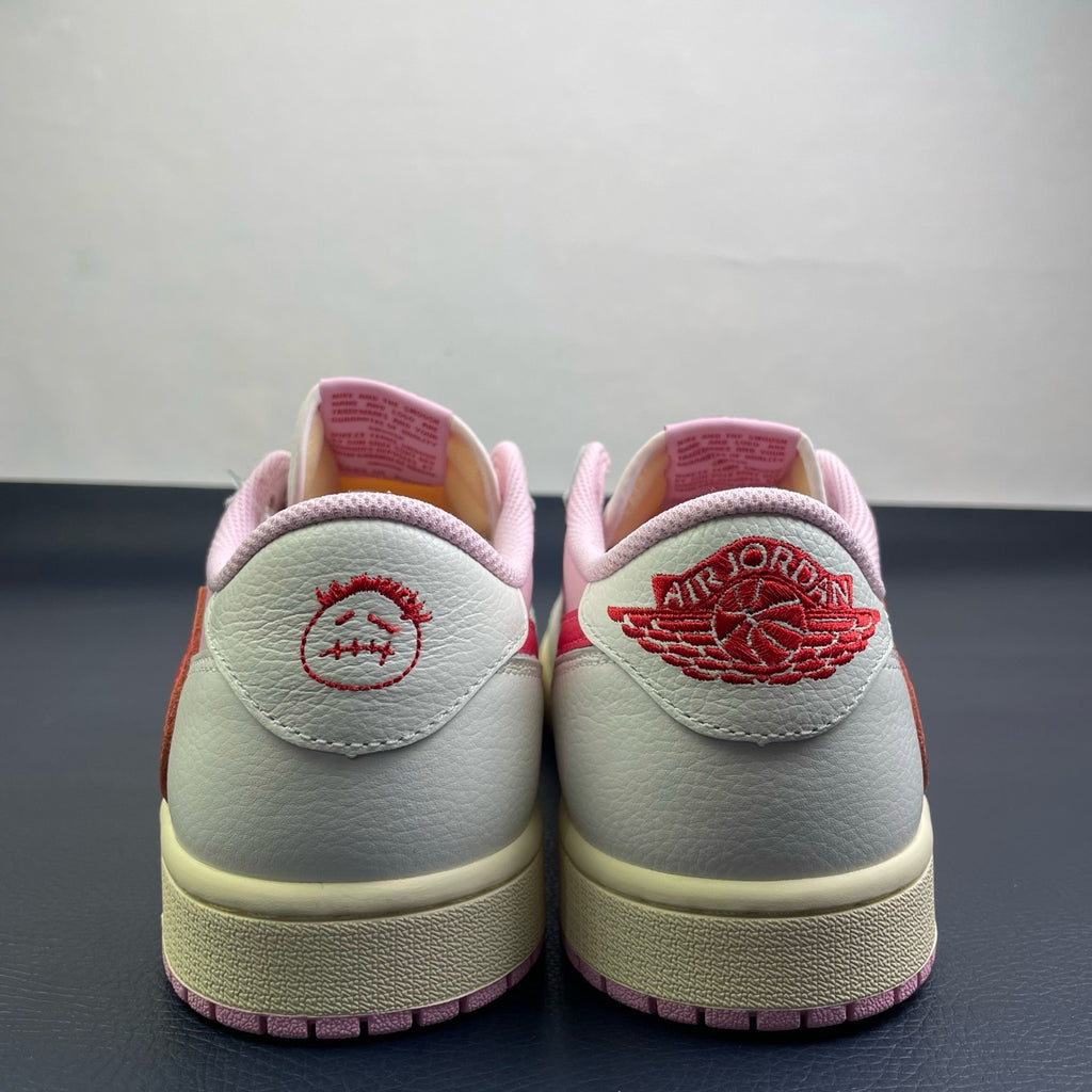 Travis Scott Air Jordan 1 Low Sail Tropical Pink IQ7604-101 Women's Sneakers
