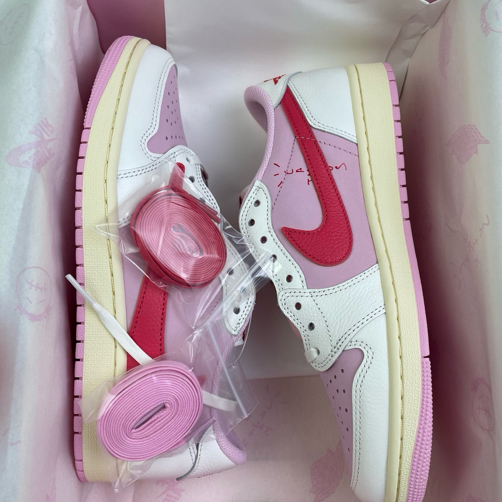 Travis Scott Air Jordan 1 Low Sail Tropical Pink IQ7604-101 Women's Sneakers