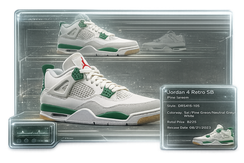 Air Jordan 4 Retro SB Pine Green DR5415-103 Men's Sneakers