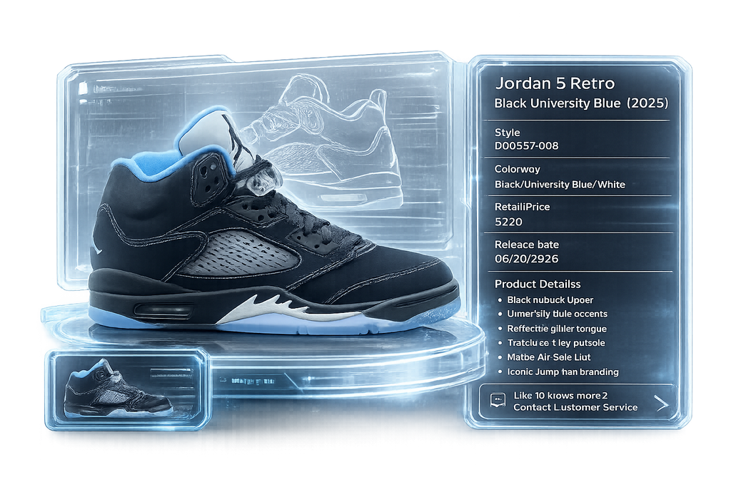Air Jordan 5 Black University Blue - possible pull