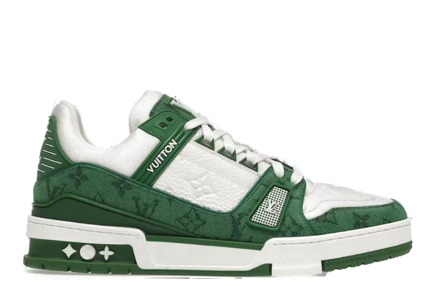 Louis Vuitton Trainer Green Monogram Denim White