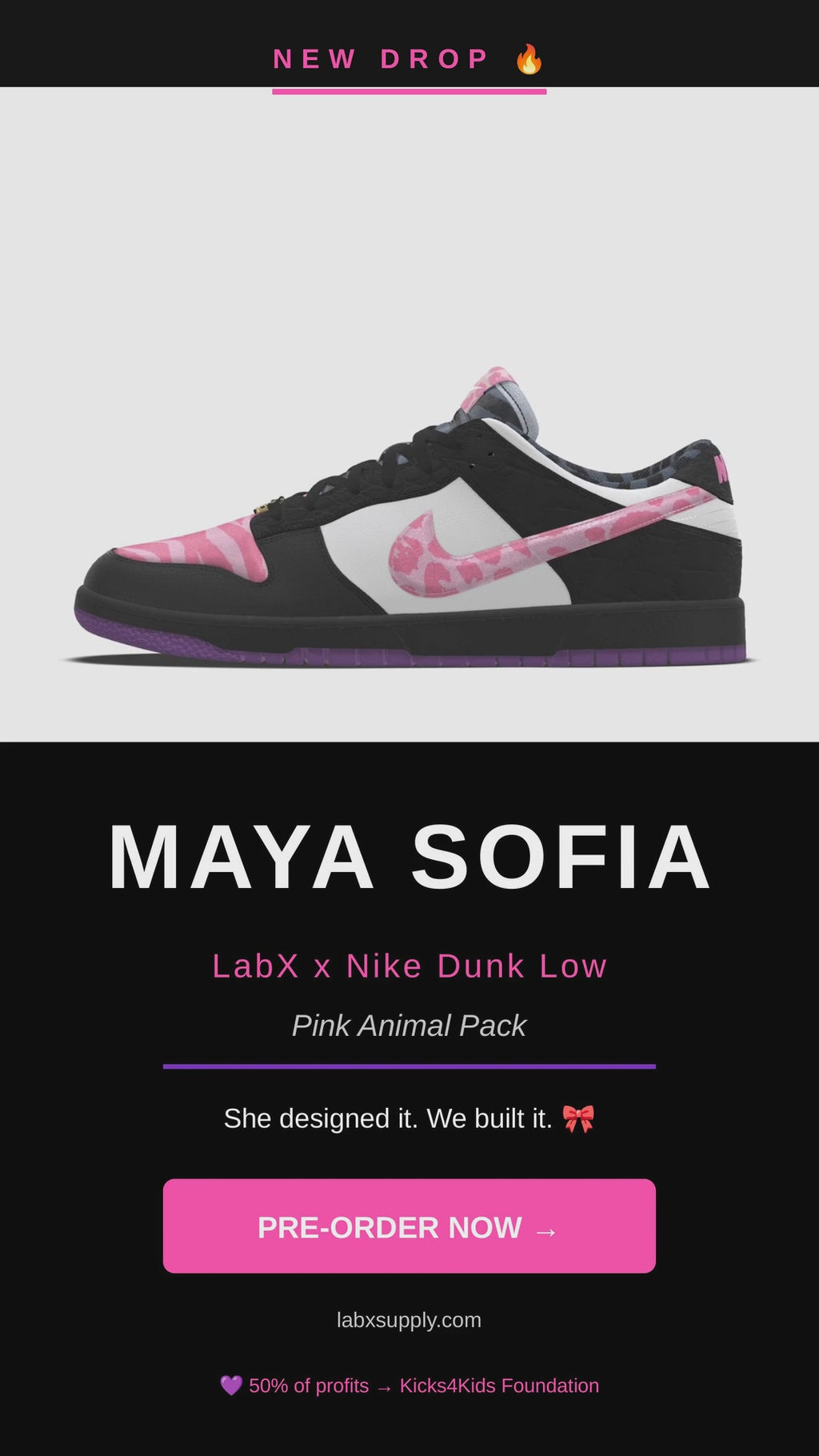 LabX x Nike Dunk Low "Maya Sofia" — Pink Animal Pack